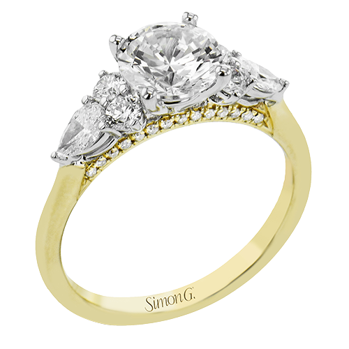Round Diamond Semi-mount Ring With Pear Accents & Diamond Bridge itemprop=
