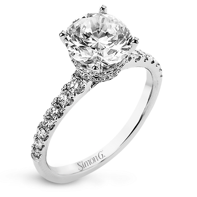 Round Solitaire Diamond Semi-mount Ring With Double Hidden Halo