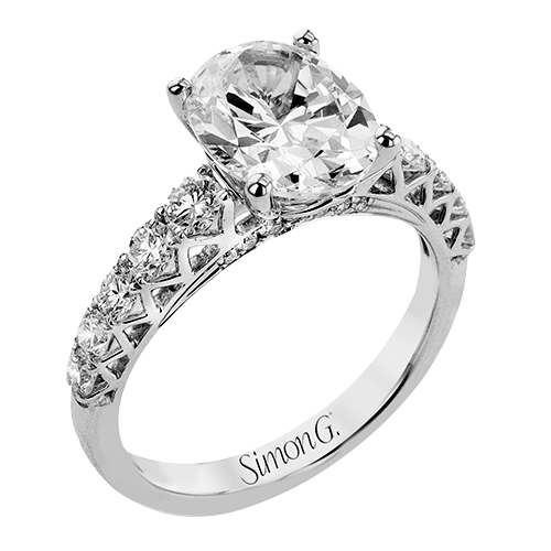 Oval Diamond Semi-mount Ring With Bridge Accents