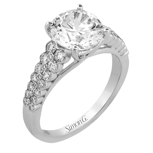 3-row Diamond Semi-mount Ring With Faux Bezel Setting