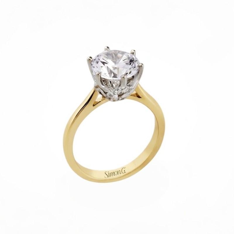 Solitaire Diamond Semi-mount Ring With Hidden Diamond Accents On Crown