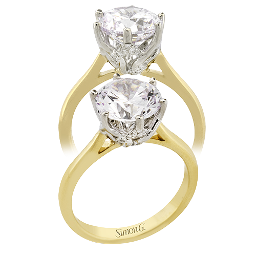 Solitaire Diamond Semi-mount Ring With Hidden Diamond Accents On Crown