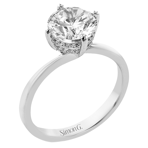 Round Solitaire Diamond Semi-mount Ring With Double Hidden Halo