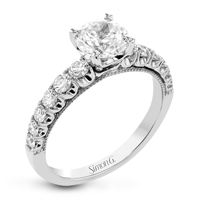 Straight Diamond Semi-mount Ring With Milgrain Accents