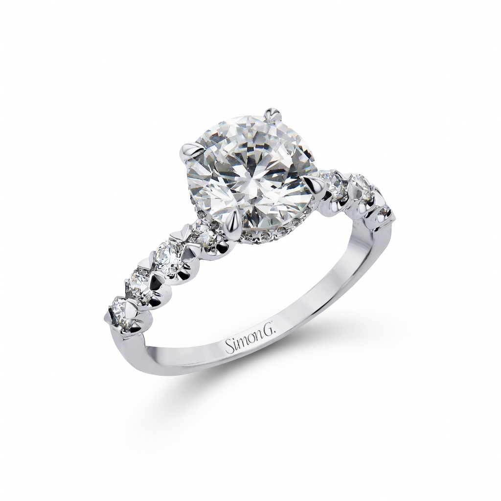 18k White Gold Round Halo Ring Setting itemprop=