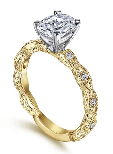G&c Cz Center .12 Ctw 14k Yg *sadie* Dia Semi Mount For 1.0ct Ctr With Mq Designs G-i Vs1-si1 Serial#s2051177