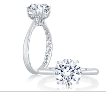 A. Jaffe Cz Center .06 Ctw 18k Wg Dia Semi Mount With Quilted Shank For 1.00ct Ctr F-h Vs1-vs2