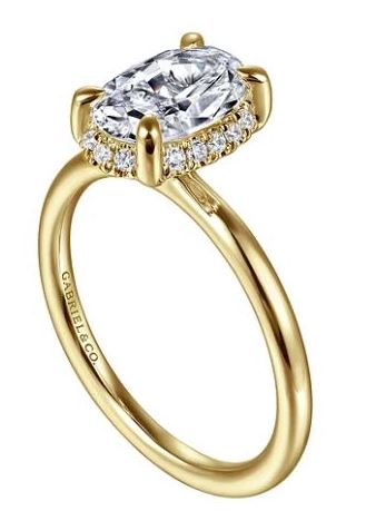 G&c Cz Center .10 Tw 14k Yg *seattle* Oval Diamond Semi Mount With Hidden Halo  For 1.5ct Ctr G-i Vs1-si1 Serial # S2070934