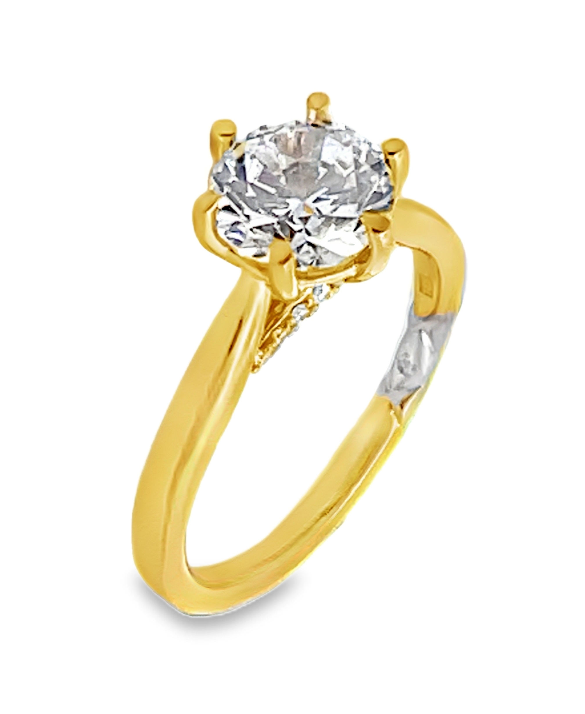 A. Jaffe Cz Center .08cttw 18kt Yg Dia Semi Mount With Wg Accent For 1.50ct Rnd Center G-h Vs1-vs2