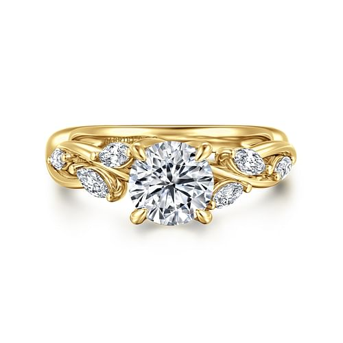 G&c Cz Center .33 Cttw 14k Yg Floral Leaf Diamond Semi Mount For 1.0ct Center G-i Vs1-vs2 Serial# S2083022 itemprop=