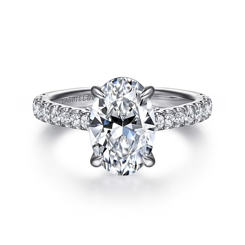 G&c Cz Center .41ct Tw 14k Wg Diamond Semi Mount For 2.0ct Oval Center F-h Vs1-vs2 Serial#s2083013 itemprop=