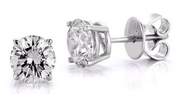 1/1cttw 14kt Wg 4-prong Diamond Stud Earrings F-g I1-i2