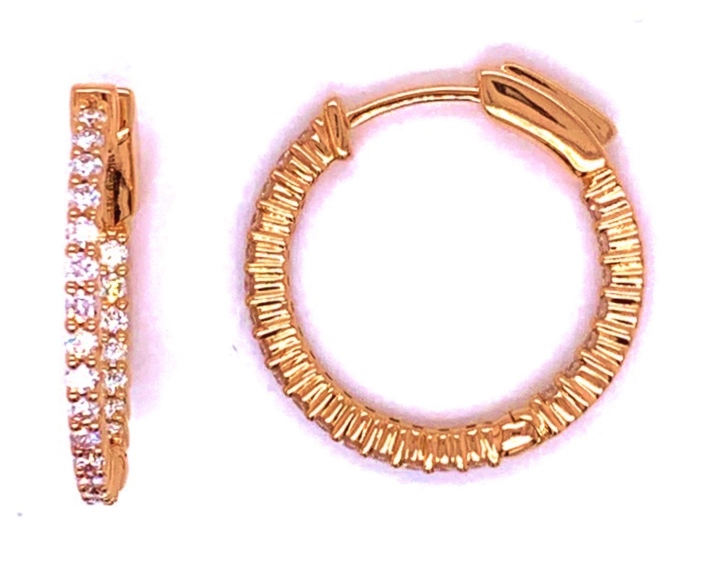 Fire & Ice .75cttw 18kt Rg Round Diamond Hoop Earrings G-i Vs1-si1