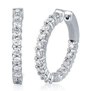 Fire & Ice 1.00ctw 18kt Wg Dia Hoop Earrings Inside-outside F-h Vs1-si1