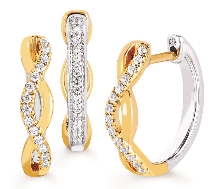 .25cttw 14kt Yg/wg Reversible Diamond Hoop Earrings 
G-i Si1-i2