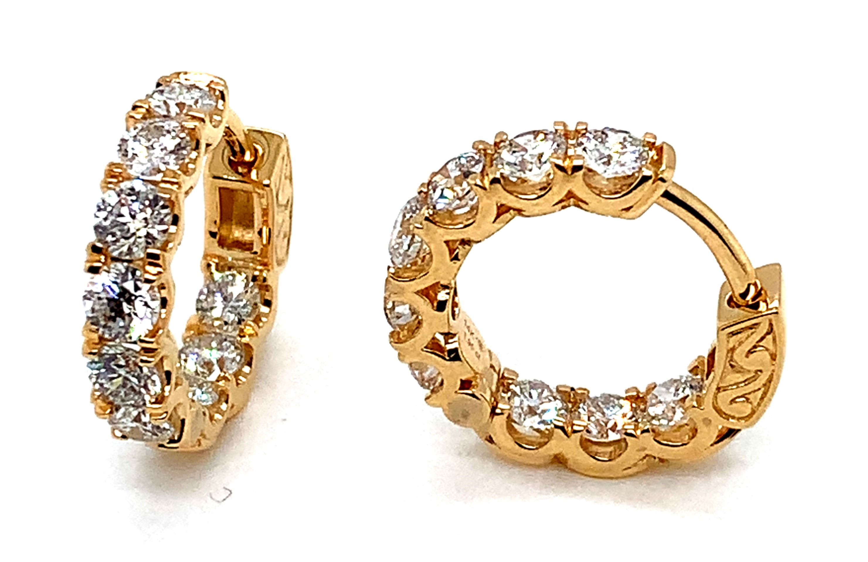 1.95cttw 14k Yg Inside Outside Diamond Hoop Earrings G-i Si1-i1