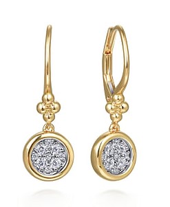 G&c .30cttw 14kt Yg Diamond Cluster Bujukan Lever Back Earrings G-i Vs1-vs2 Serial #s1959759