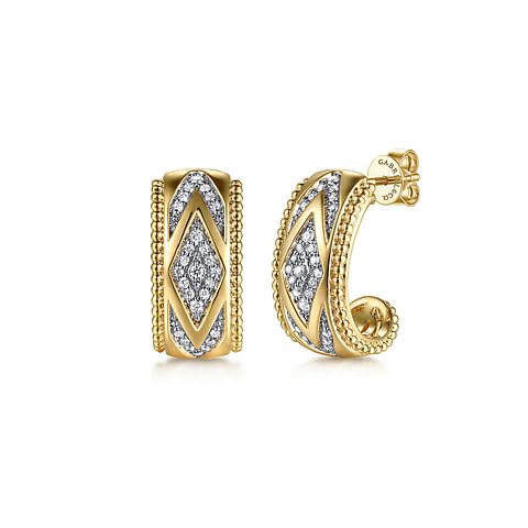 G&c .23cttw 14kt Yg Bujukan Diamond Half Hoop Stud Earrings Serial #s1965536