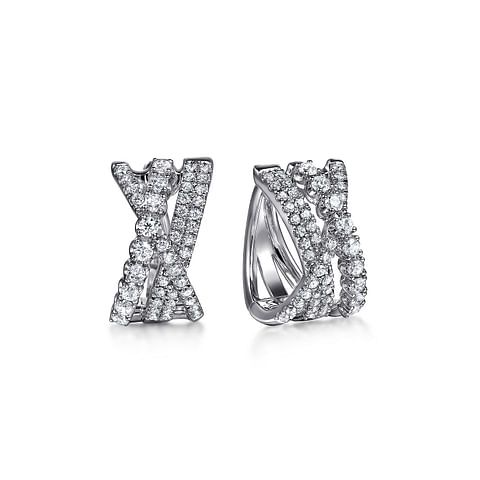 G&c .77cttw 14kt Wg Diamond Criss Cross Huggie Hoop Earrings Serial #s1965535 itemprop=