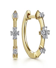 G&c .08cttw 14k Yg 15mm Diamond Huggie Hoop Earrings G-i Vs1-si1 Serial #s2007308