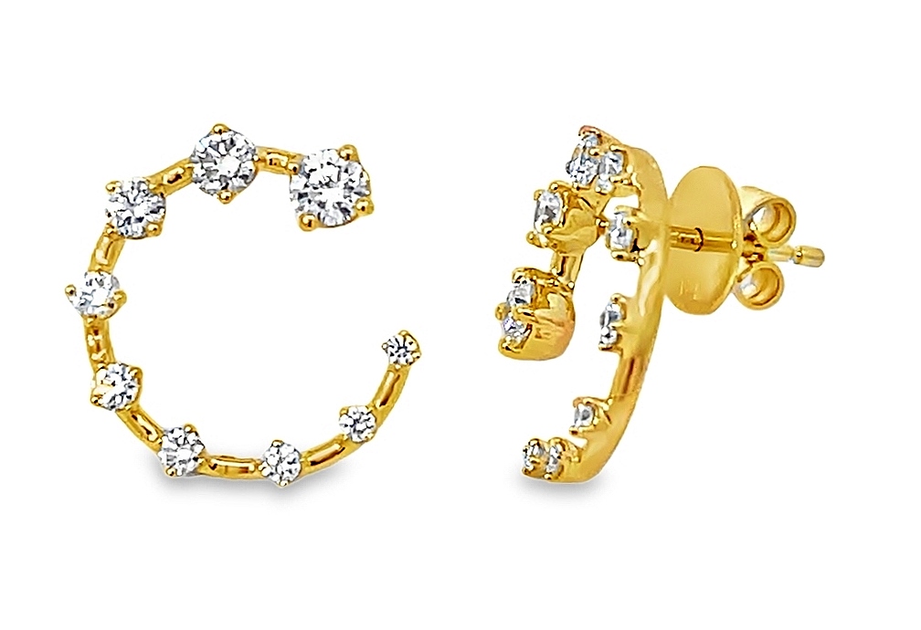 Fire & Ice .71cttw 18kt Yg Graduated Diamond Circle Swirl Earrings G-i Vs1-vs2