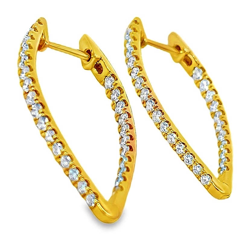 Fire & Ice 1.15cttw 18kt Yg Arrow Hoop Diamond Earrings G-i Vs1-vs2