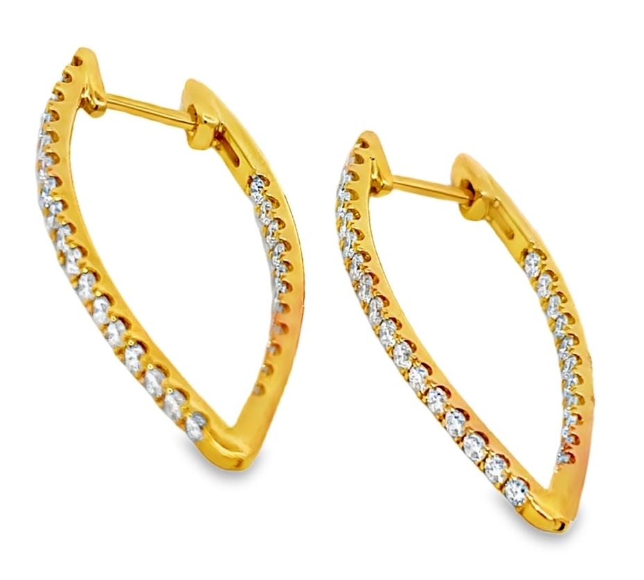 Fire & Ice 1.52cttw 18kt Yg Arrow Diamond Hoop Earrings G-i Vs1-si1