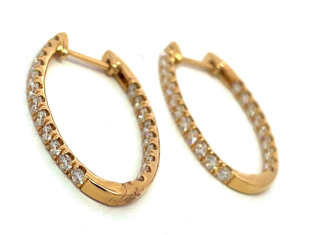 Fire & Ice 1.47cttw 18kt Yg Oval Diamond Hoop Earrings G-i Vs1-si2