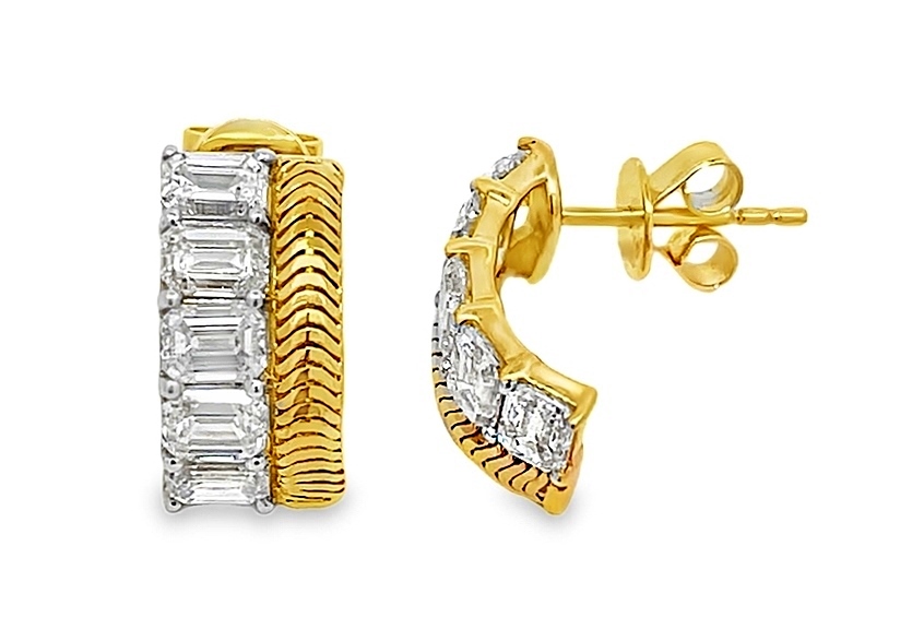 2.43cttw 18k Yg Emerald-cut Dia & Herringbone Earrings G-i Vs1-si1 itemprop=