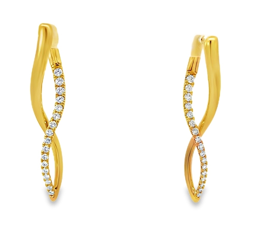 Fire & Ice .72cttw 18kt Yg Twist Diamond Hoop Earrings G-i Vs1-vs2