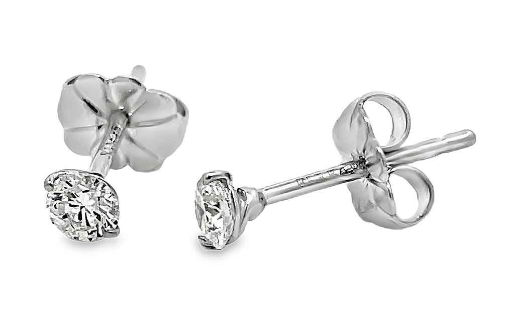 Fire & Ice .30cttw 18k Wg 2-prong Diamond Stud Earrings J-k Vs1-vs2