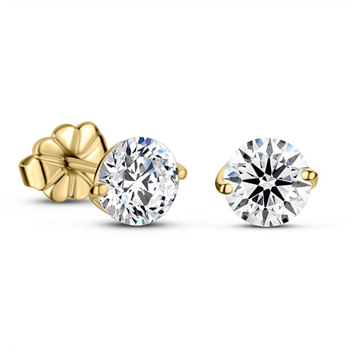 18k Yellow Gold Two Prong Diamond Stud Earrings .70 Ctw