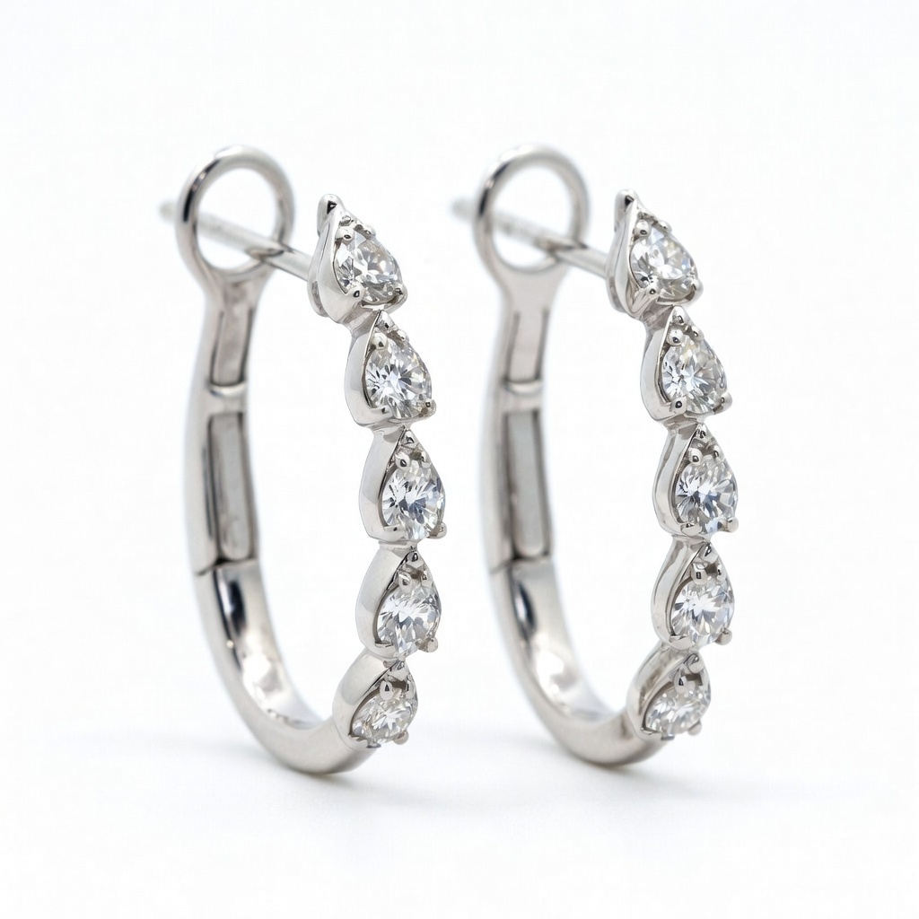 18k White Gold Teardrop Diamond Earrings .48 Ctw