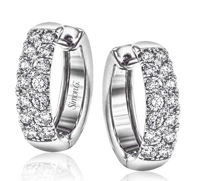 Simon G. 1.03cttw 18kt Wg Diamond Huggie Hoop Earrings F-h Vs1-vs2 Serial#801591 itemprop=