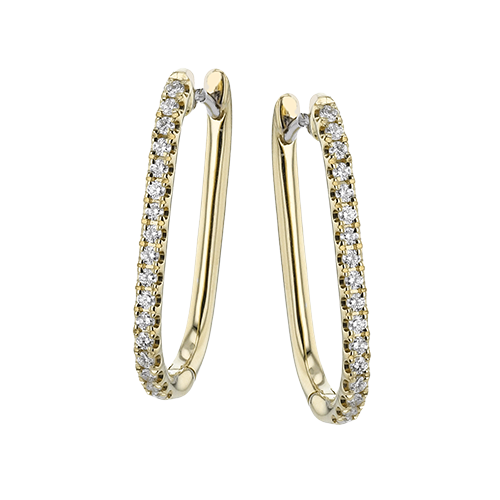 Simon G. .29cttw 18kt Yg Elongated Oval Diamond Hoop Earrings G-i Vs1-si1 Serial#783673