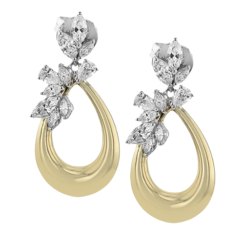 Simon G. .91cttw 18k Yg/wg Teardrop Dangle Dia Earrings With Cascading Mq & Ps Diamonds F-h Vs1-vs2 Serial#798104 itemprop=