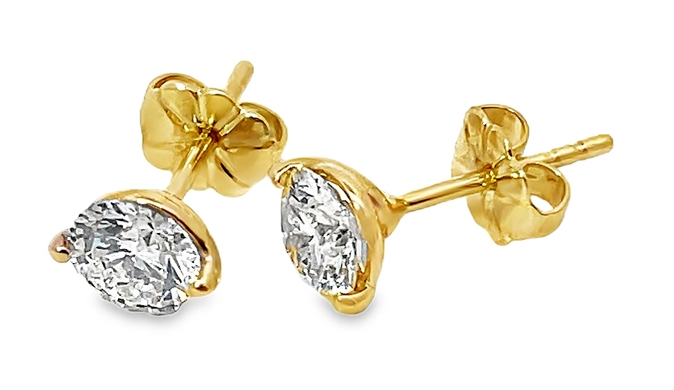 Fire & Ice 1.27cttw Ags 18k Yg 2-prong Diamond Stud Earrings Ags 104118834028 & 104118395019 J Vvs2-vs1 itemprop=