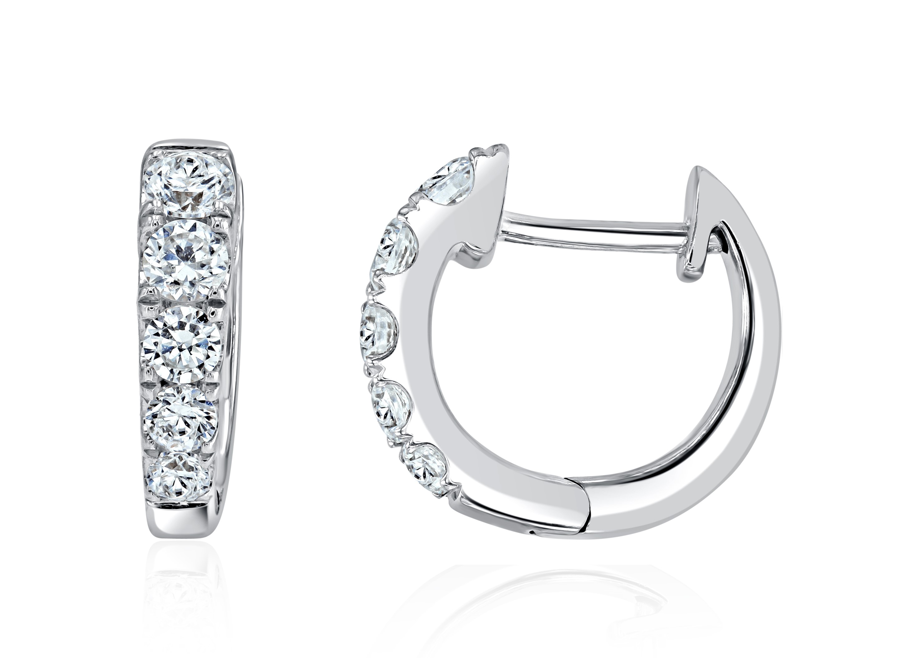 Fire & Ice .53cttw 18kt Wg Diamond Huggie Hoop Earrings G-h Vs1-si1
