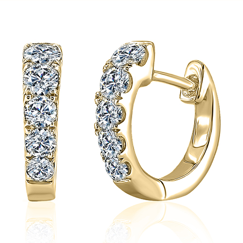 Fire & Ice .53cttw 18kt Yg Graduating Diamond Huggie Hoop Earrings G-i Vs1-vs2