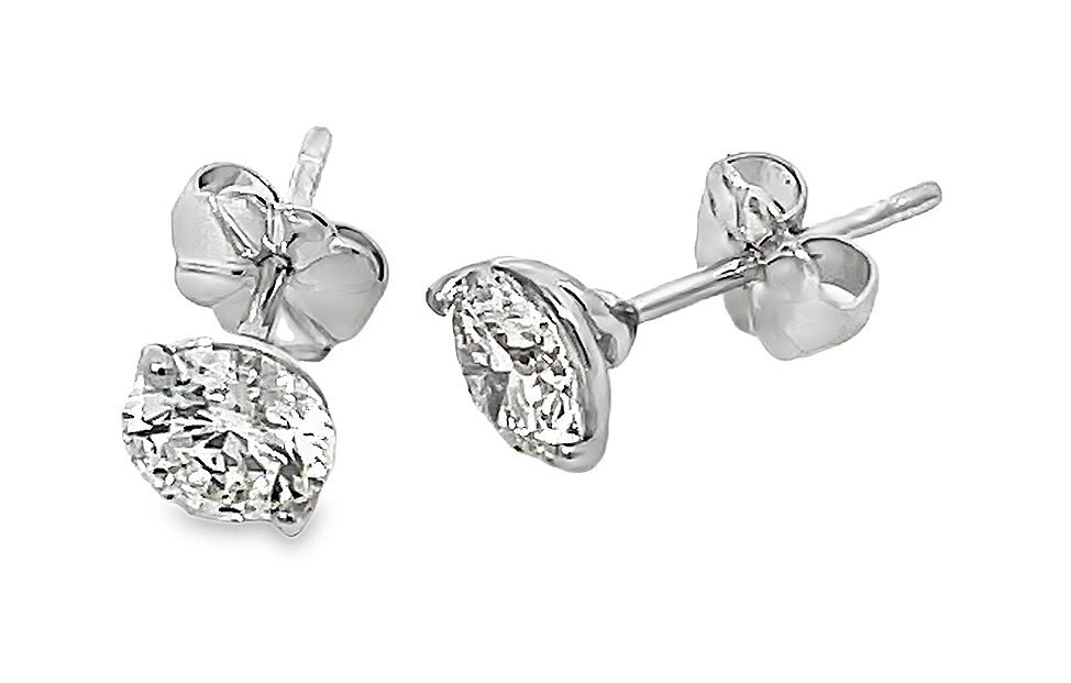 Fire & Ice Ags 1.41ct Tw 18k Wg 3-prong Diamond Stud Earrings Ags 104114886009 & 104114773008 Inscribed K Vs1-vs2 itemprop=