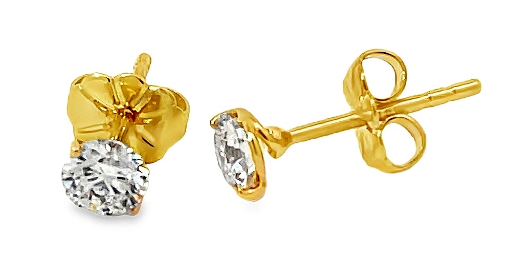 Fire & Ice .60cttw 18k Yg 2-prong Rd Diamond Stud Earrings J-k Vs1-vs2