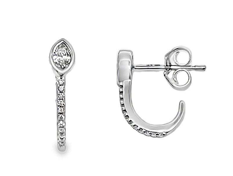 .21cttw 14k Wg Marquise & Round Diamond J-hoop Earrings F-h Vs1-si1
