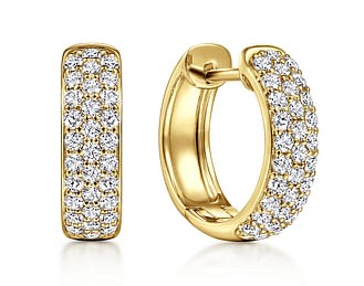 G&c .54cttw 14kt Yg  Diamond Pave' Huggie Hoop Earrings H-j Vs1-vs2 Serial# S2083515