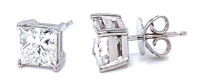 Premier 2/1cttw 14kt Wg Princess Diamond Stud Earrings G-h Si1 itemprop=