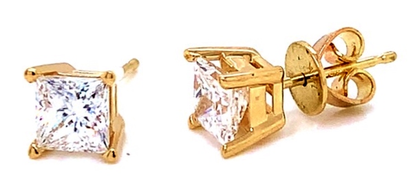 Premier 1 1/14ctw 14k Yg Princess Diamond Stud Earrings itemprop=