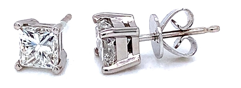 Premier 1 1/4cttw 14k Wg Princess Diamond Stud Earrings H-i Si1-si2 itemprop=