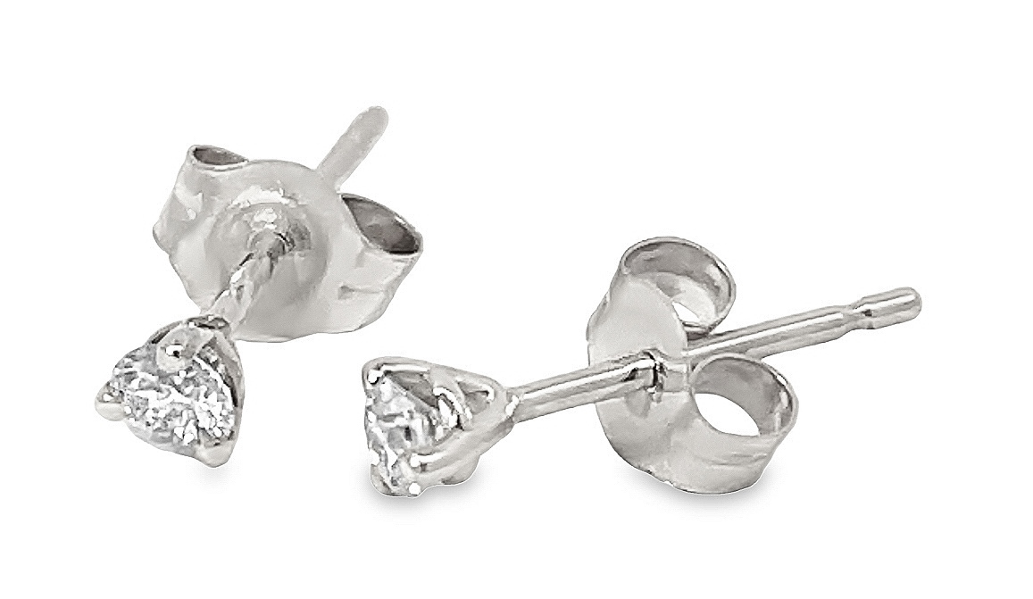 1/4cttw 14kt Wg Three-prong Diamond Stud Earrings G-h I1