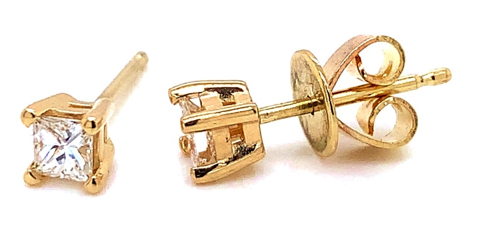 Premier 1/3cttw 14kt Yg Princess Diamond Stud Earrings H-i Vs2-si1