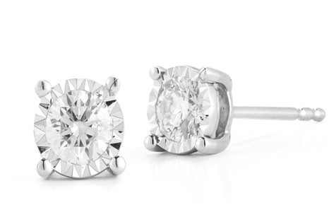 1/2cttw 14kt Wg Round Miracle Diamond Earrings  H-i I1