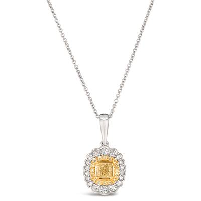 Le Vian .65ctw Plat Yel & Wht Dia Pendant W/18inch Chain